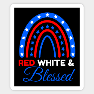 Red, Blue, and Blessed American US Flag Fireworks 4th Of July Celebration 4th of July Rainbow Sticker